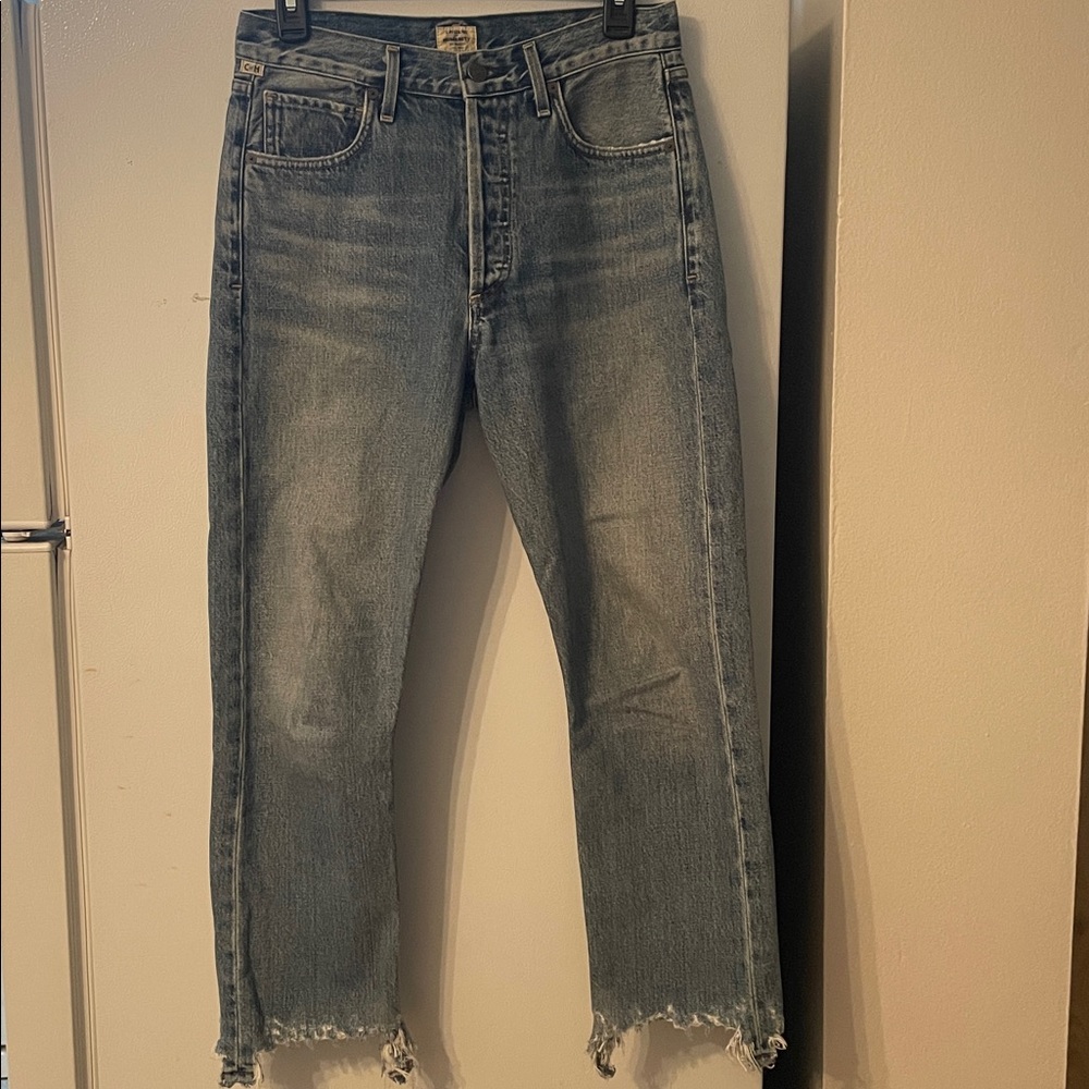 Citizens Of Humanity Size 26 Charolette Crop High Rise Straight Blue Denim Jeans